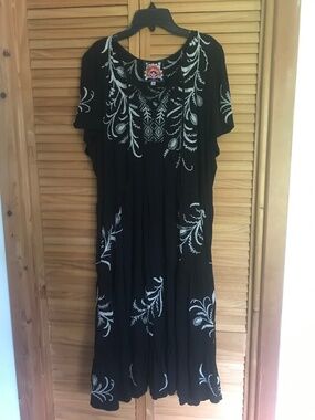 Johnny was black embroidered maxi dress